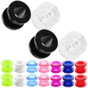 1000pcs Acrylic Flesh Plus, Tunnels & Eyelets - Mixed Sizes, Styles & Colours - Stretched Lobes