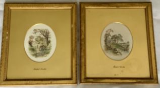 Pair Original Stunning Burkett Foster Watercolour Gilt Glazed Pictures 1825-1899