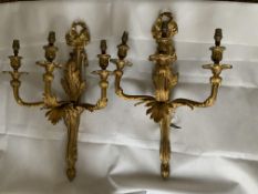 A Pair of Louis XV Style Gilt Bronze Wall Sconces Mid-18th Century