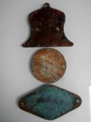 A collection of 3 x original cast iron railway wagon plates. British rail etc.