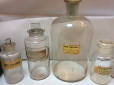 Victorian Apothecary Bottles with original Glass labels & Stoppers