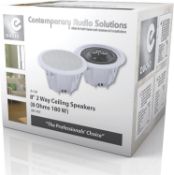 E-Audio B412B 8 2-Way Round Ceiling Speakers With Twin Offset Tweeters 180W