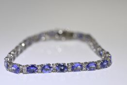9.24 carat Tanzanite & Diamond Bracelet