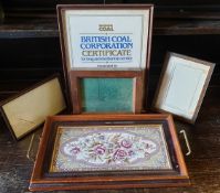 Antique Parcel of Frames and a Wooden Tiled Tray Antique Parcel of Frames and a Wooden Tiled Tray.
