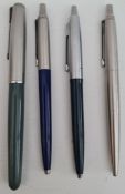Vintage Parker Fountain Pen (similar to a 51) and 3 Parker Ball Point Pens Vintage Parker Fountain