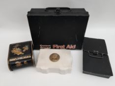 Vintage 4 Assorted Boxes 3 are tin 1 is plastic Vintage 4 Assorted Boxes 3 are tin 1 is plastic.