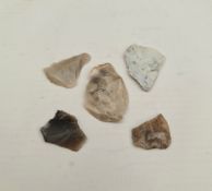 Antique Late Palaeolithic Flint Weapons 5 Arrow Heads Antique Late Palaeolithic Flint Weapons 5