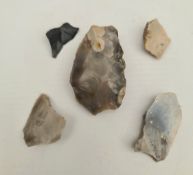 Antique Late Palaeolithic Flint Weapons 5 Arrow Heads Antique Late Palaeolithic Flint Weapons 5