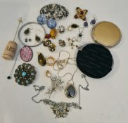 Parcel of Costume Jewellery Vintage Compact and Brooches etc Parcel of Costume Jewellery Vintage
