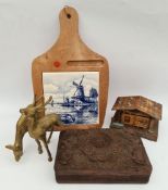 Vintage Collection Boxes Brass Deer and Cutting Board Vintage Collection Boxes Brass Deer and