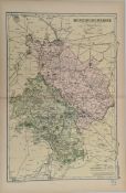 Antique Map 1899 G. W Bacon & Co . Huntingdonshire Not Framed. Measures 35cm by 53cm Antique Map