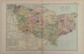 Antique Map 1899 G. W Bacon & Co . Kent Not Framed. Measures 35cm by 53cm Antique Map 1899 G. W