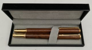 Schmidt Rose Wood Fountain Pen and Ball Point Pen Boxed Schmidt Rose Wood Fountain Pen and Ball