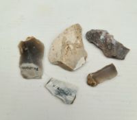 Antique Late Palaeolithic Flint Weapons 5 Arrow Heads Antique Late Palaeolithic Flint Weapons 5