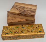 Vintage Wooden and Papier Mache Boxes Vintage Wooden and Papier Mache Boxes.Two wooden on painted