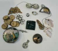 Parcel of Costume Jewellery Vintage Compact and Buttons Parcel of Costume Jewellery Vintage