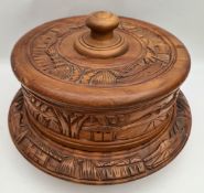Vintage Far East Lazy Susan Carved Wood Covered Cheese Board Vintage Far East Lazy Susan Carved