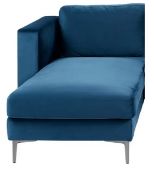 (MEZ) Donna Left Hand Chaise Lounge. 1600Mm (L) x 900mm (D) Approx. Finished In Blue Suede And Poli