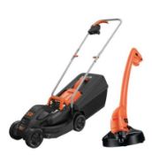 (P) 1x Black & Decker 32cm 1000W 10M Power Corded Lawnmower & Strimmer RRP £109.99.