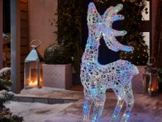 (5O) 6x Christmas Items. 1x Reindeer Spun Acrylic Multicoloured LED Silhouette Outdoor RRP £85. 1x