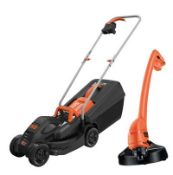 (P) 1x Black & Decker 32cm 1000W 10M Power Corded Lawnmower & Strimmer RRP £109.99.