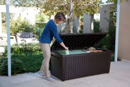 (P) 1x Keter Sumatra Rattan Effect Outdoor Storage Box RRP £140. 511L (H64x W145x D73cm).