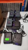 (11F) Powerbase Charging Lot. 3x 20V Battery. 2x Dual Charger. 2x Single Charger.