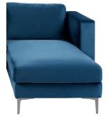 (MEZ) Donna Right Hand Chaise Lounge. 1600Mm (L) x 900mm (D) Approx. Finished In Blue Suede And Pol