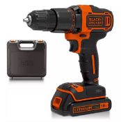(10F) 2x Black & Decker BCD700S 18V Cordless Combi Drill RRP £50 Each. Each Unit Has Kit Box, 1x B