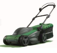Powerbase 37cm 1600W Electric Rotary Lawn Mower. Appears New And Unused. Box Damaged. RRP £99