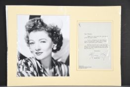 MYRNA LOY Original signature
