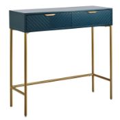 (P11) 1x House Beautiful Trixie 2 Drawer Console Desk – Blue. SKU: 588355. RRP £99.00. (H)80 x (W)8