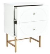 (P11) 1x House Beautiful Taylor 2 Drawer Bedside Table White