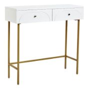 (P11) 1x House Beautiful Taylor 2 Drawer Console Desk – White. SKU: 588353. RRP £99.00. (H)80 x (W)