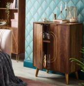 1x Moscow Dark Wood Drinks Cabinet RRP £155. (H90x W70x D39cm).