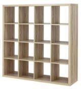 (P14) 1x Clever Cube 4x4 Storage Unit – Oak. SKU: 479948. (H)146 x (W)146 x (D)39cm. (2x Boxes In