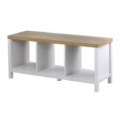 (P17) 1x Clever Cube 1x3 Storage Unit with Legs – Oak & White. SKU: 493995. RRP £50. 1109 x 390 x 4