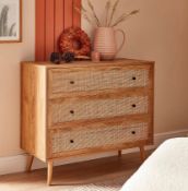 (P7) 1x Kubu Rattan 3 Drawer Chest. SKU: 590960. RRP £145.00. (H)79 x (W)90 x (D)39cm.