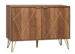 (P13) 1x Moscow Sideboard - Wood Effect and Gold. SKU: 525338. RRP £85. (H)70 x (W)95 x (D)39cm