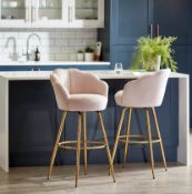 (P12) 1x Sophia Bar Stool – Blush. SKU: 604383. RRP £95.00. (H)106 x (W)55 x (D)53cm.