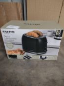 Salter Deco Collection 2 Slice Toaster, Black / Stainless Steel. RRP £23.99 - GRADE U