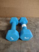 Opti Neoprene Dumbbell Set - 2 x 5kg. RRP £26.00 - GRADE U