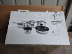 Home 5 Piece Stainless Steel Pan Set. RRP £60.00 - GRADE U