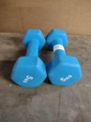 Opti Neoprene Dumbbell Set - 2 x 5kg. RRP £26.00 - GRADE U