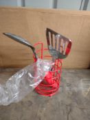 Home 5 Piece Stainless Steel Utensils and Caddy - Red. RRP £15.00 - GRADE U