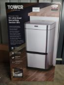 Tower 70 Litre Recycling Sensor Bin - Stainless Steel. RRP £115.00 - GRADE U