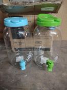 Drinks Dispenser Mason JAR with TAP, 2 X 3L PLASTIC JAR. RRP £10.00 - GRADE B