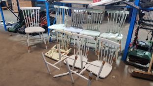 (4E) RRP £400. 8x Laura Spindle Back Chair. (5x Sage Green. 2x Lilac). (H)89 x (W)46 x (D)46cm