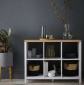(P15) RRP £70.00. 2x3 Cube Storage Unit With Legs . Oak / White Matt Finish. SKU: 493997. (837 x