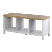 (P15) Clever Cube 3x1 Cube Storage Unit With Legs. Oak / White Matt Finish. SKU: 493995. (1109 x 39